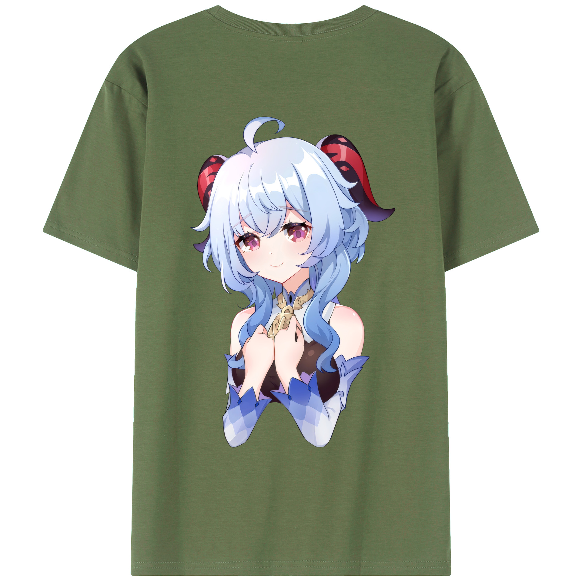 げんし神 甘雨 かんう genshin Ganyu 綿100％ メンズ半袖Tシャツ（バックプリント） 通気性